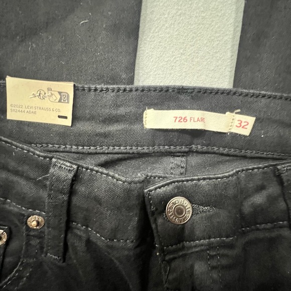NWT Levi's 726 Flare Denim‎ Black Jeans Retro 70's Boho Hippie Women Size 32x32 - Picture 3 of 12